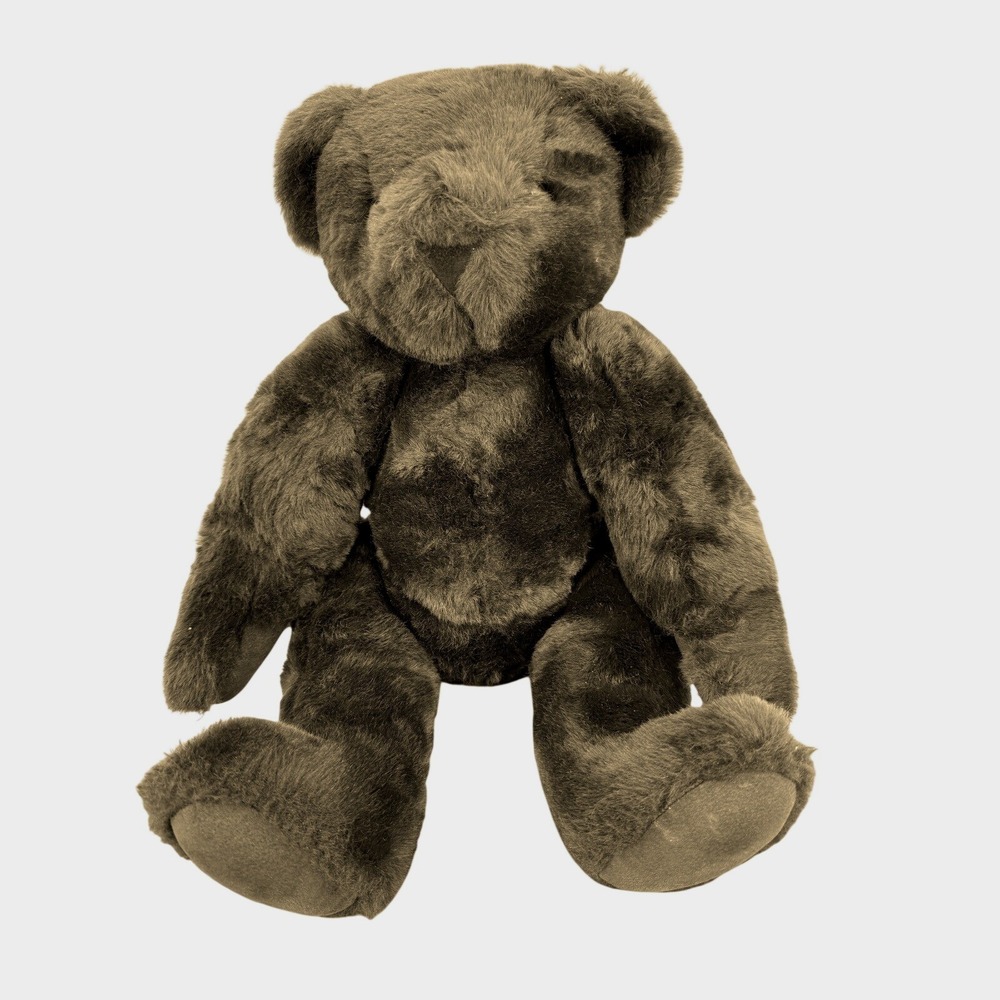 Vermont Teddy Bear Plush 15in Dark Brown Jointed Handmade USA Vintage